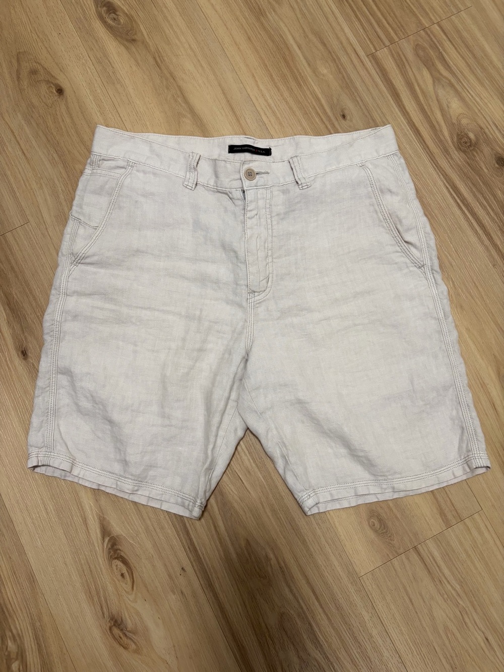John Varvatos Star U.S.A. Men's 100% Linen Triple-Needle Shorts SZ 32
